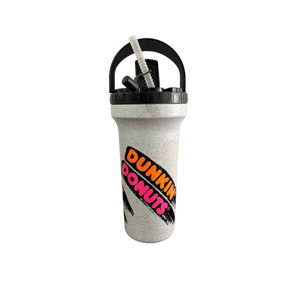 Vintage Dunkin Donuts Cup Mug Travel Vintage with Lid and Straw 1990s Plastic - Picture 3 of 8